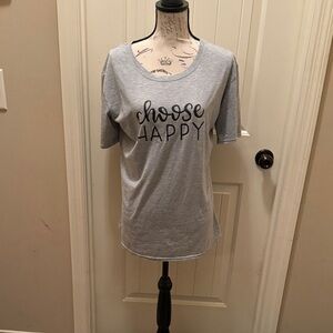 Women's Gray 'Choose Happy' Scoop Neck Short Sleeve Tee